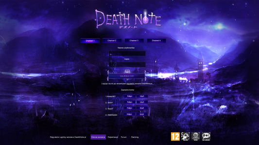 Panel logowania DeathNote by BolekART