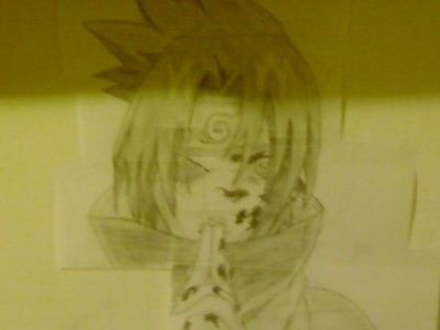 Wyklejany Sasuke z karteczek biurowych by Poducha