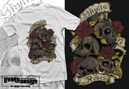 Skulls n Roses na koszulki Livart Design by Casprow