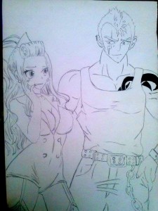 Laxus and Mirajane ( lineart ) by Olinek