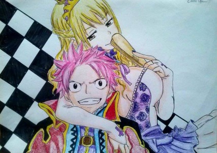 Natsu and Lucy by Olinek