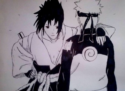 Naruto and Sasuke by Olinek