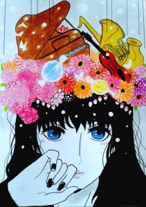 Girl and flowers by Madie