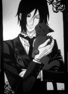 Sebastian Michaels with black cat by kakixxx