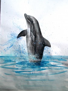 Delfin, akwarele by Monika